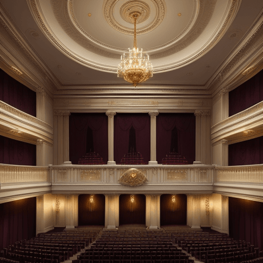 AI generated: Generates an image of a majestic auditorium with impressive neoclassical architecture. The auditoriu...
