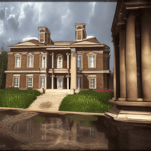 AI generated: Georgian mansion, classical, romantic, atmospheric, "cinematic shot", oil painting, unreal engine