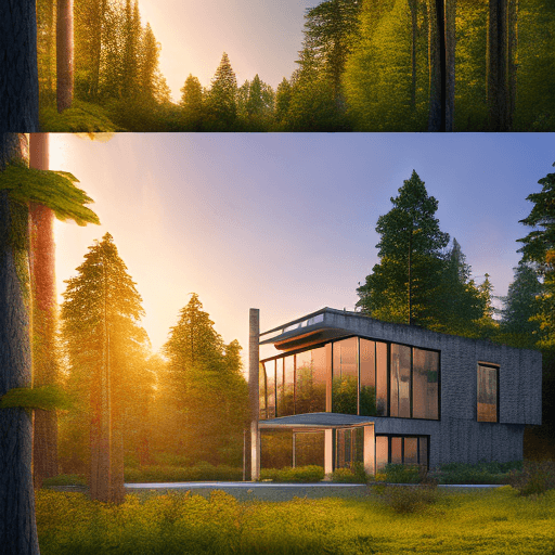 AI generated: a hyper realistic photo of a beautiful house where walls are made of windows in mid-century modern s...
