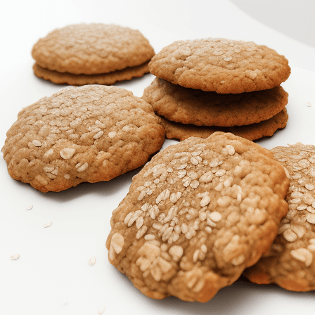 AI generated: Oatmeal cookies with flax seeds and honey isolated on white background 