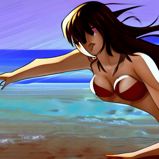 AI generated: Anime girl , bikini ,beach , 