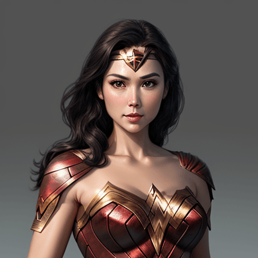 AI generated: Wonder Woman Dress up, Delicate Smooth female, bust Portrait, Asian actress face, super Clear facial...