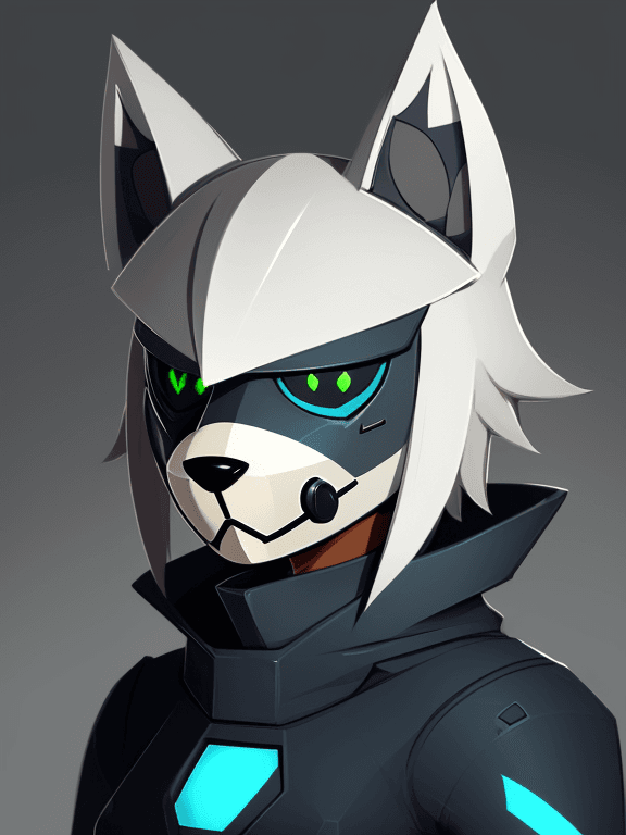 AI generated: Protogen headshot furry