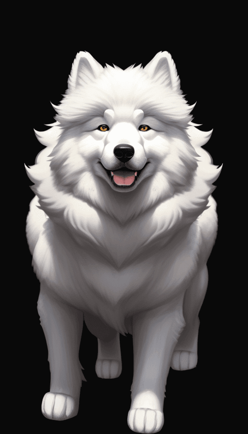 AI generated: samoyed dog black background for my phone lockscreen leave a space above him for the time
