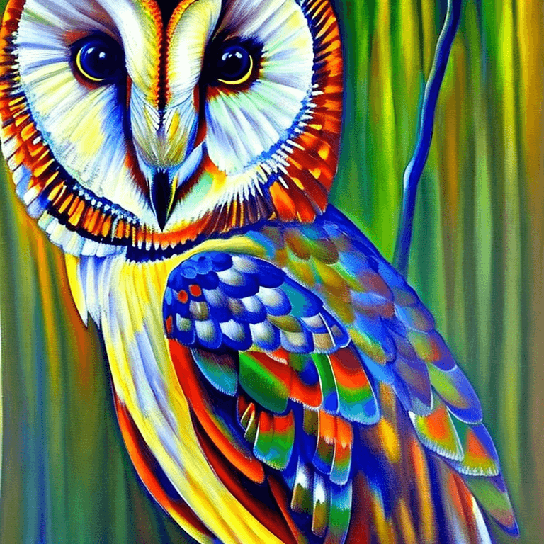 AI generated: Ralistic, ((Masterpiece, best quality)), extremely cute barn owl perching on branch in dream park, i...