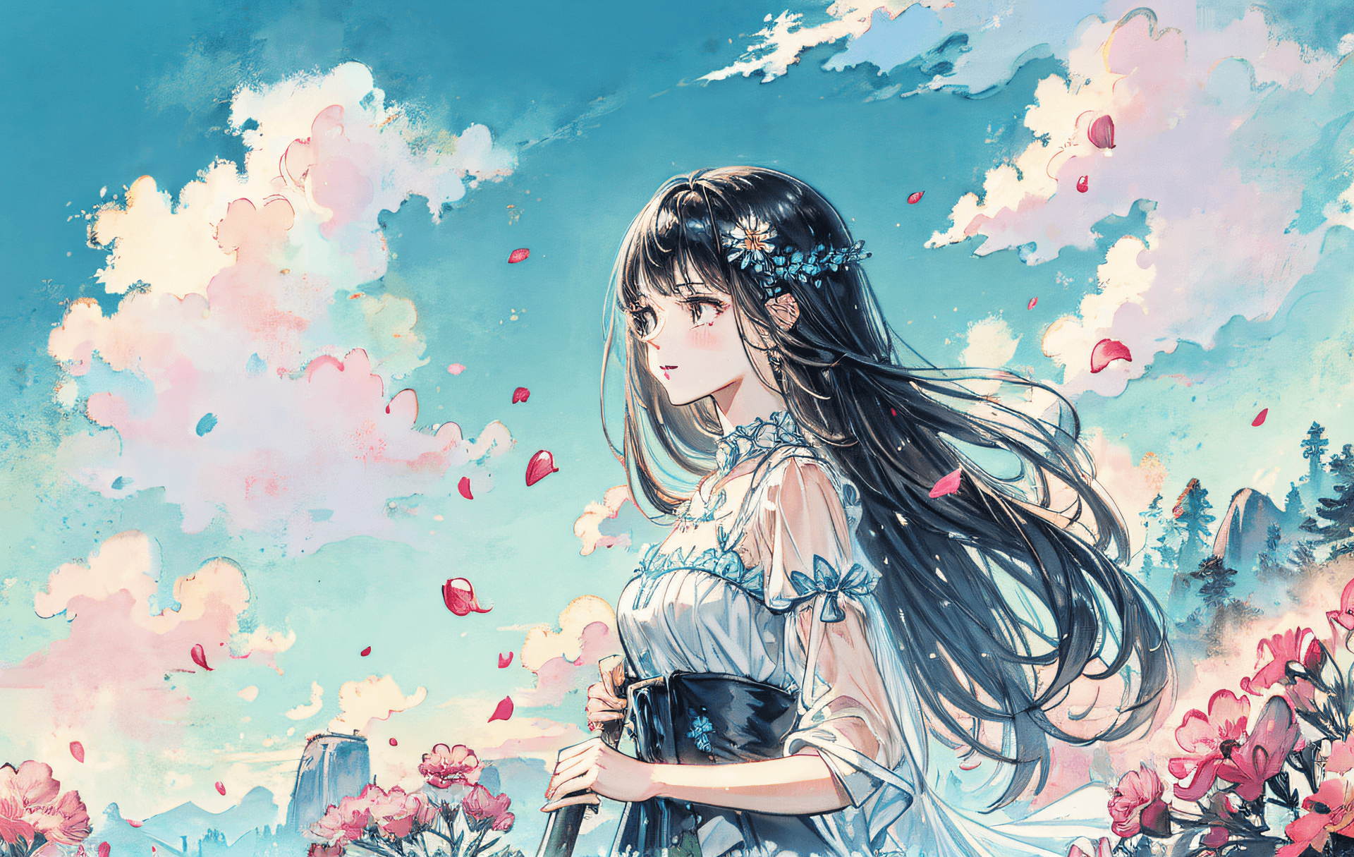 AI generated: <(masterpiece, realistic:1.3), (extremely intricate:1.2)>, 1boy:1.4,flower,sky,8k wallpaper,
 <lora...