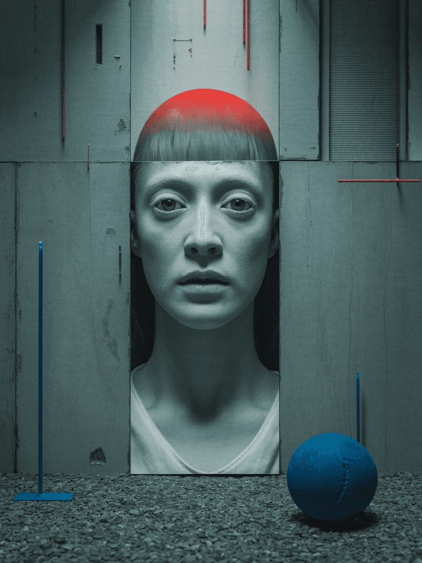 AI generated: random Sci-fi, dystopian images, minimal, (haunting, moody, bleak), (Hannah Höch),  (Mikalojus Konst...