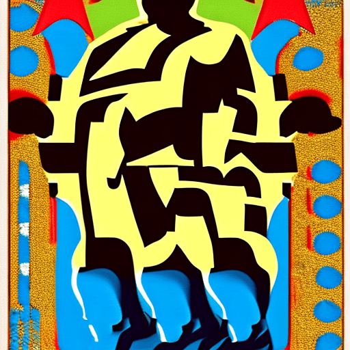 AI generated: an image of a man dressed like a superhero with his fists and arm, in the style of chicano art, dark...