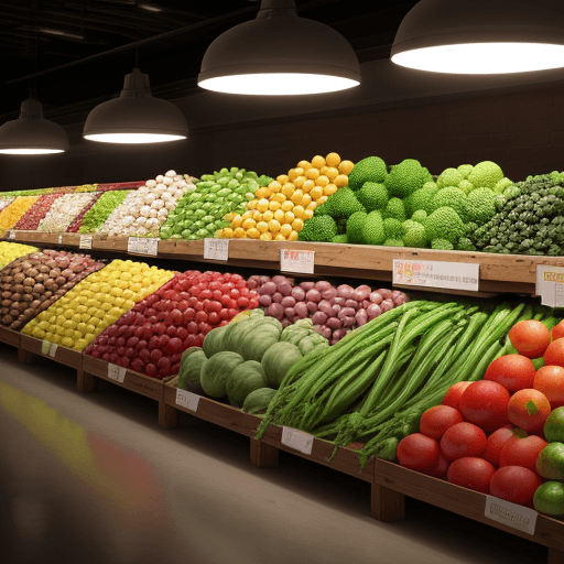AI generated: high resolution produce section with scale area and spotlight
