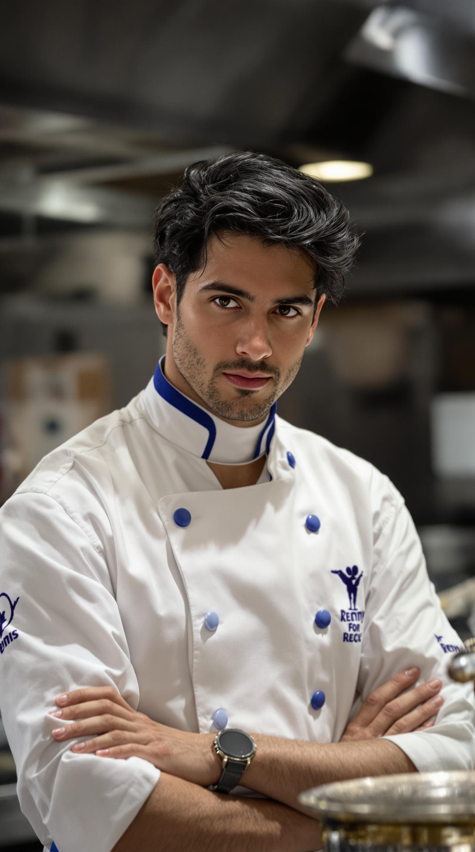 AI generated: Photorealistic portrait of a passionate young culinary genius inspired by Remy; slender French man i...