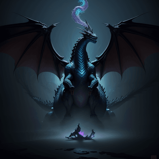 AI generated: darkness beautiful royal huge dragon with scale wings, Magic the gathering, in spiral smoke in dark ...