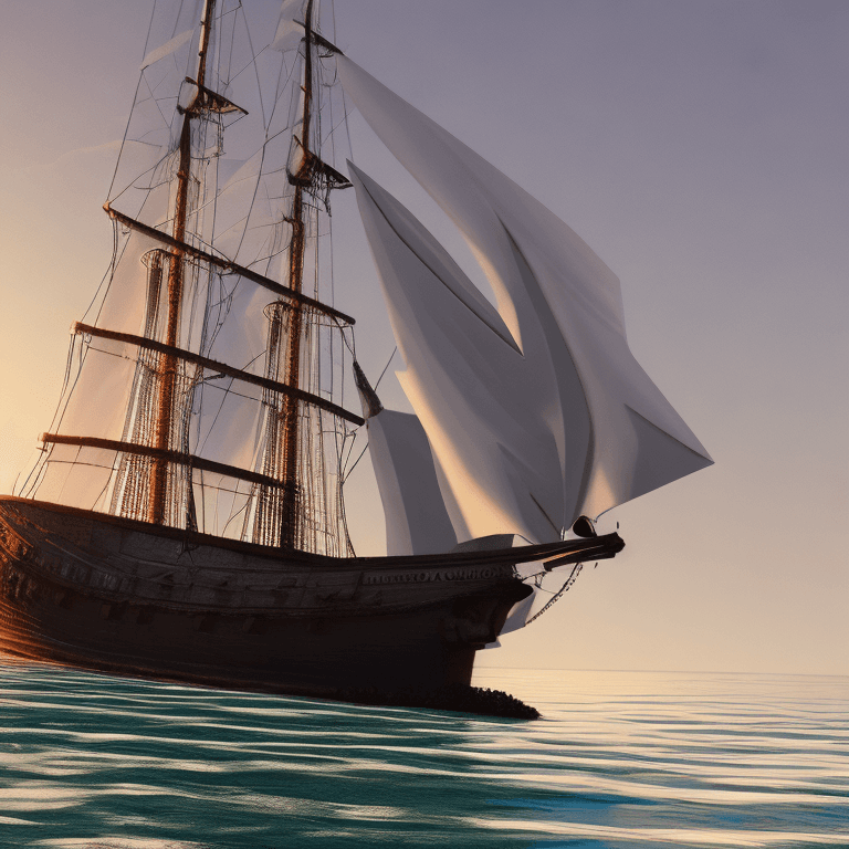 AI generated: Photo of a ultra realistic sailing ship, dramatic light, pale sunrise, cinematic lighting, battered,...
