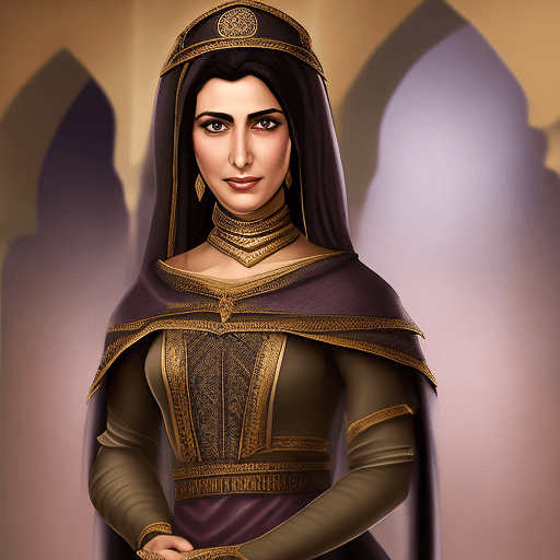 AI generated: Ultra high resolution photography of a medieval Middle Eastern Woman in fine clothing with dark hair...