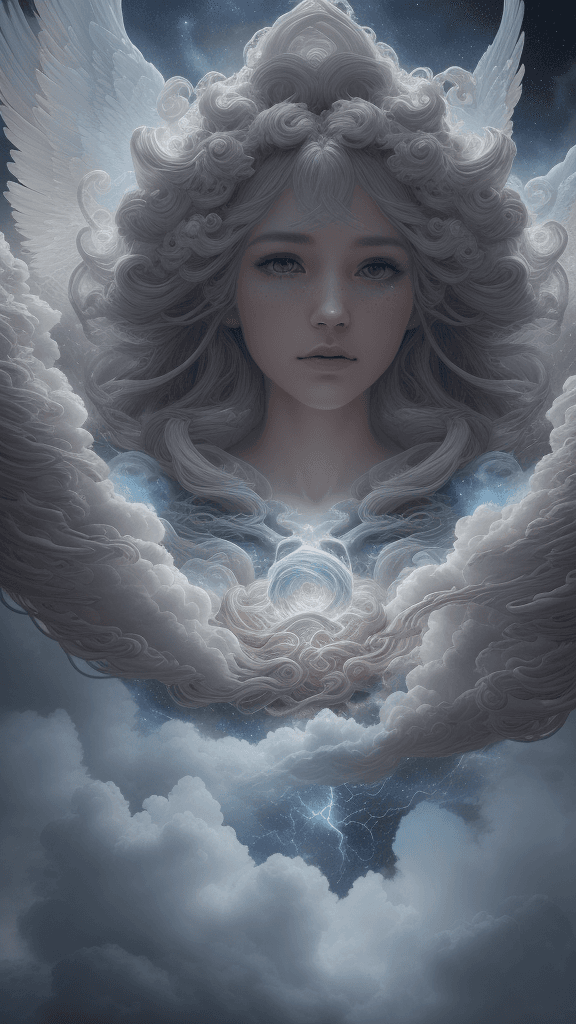 AI generated: (closeup (HDR) A celestial drama unfolded in the ethereal heavens as thick clouds formed an awe-insp...