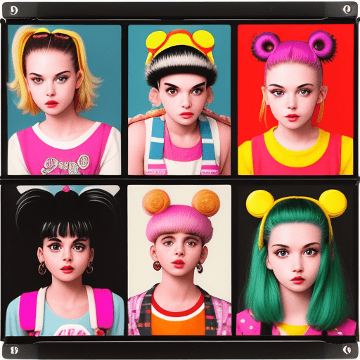 AI generated: Kooky portraits of 90’s mall teens in retro clothing, shot on VHS