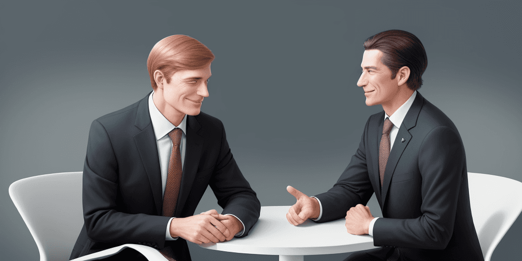 AI generated: Depict two business figures nodding at each other from a quite distance, indicating a casual acquain...
