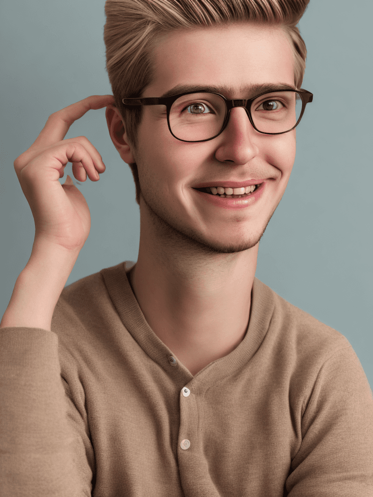 AI generated: high-resolution, one young adult male portrait, casual vibe, in his thirties, short casual blonde ha...