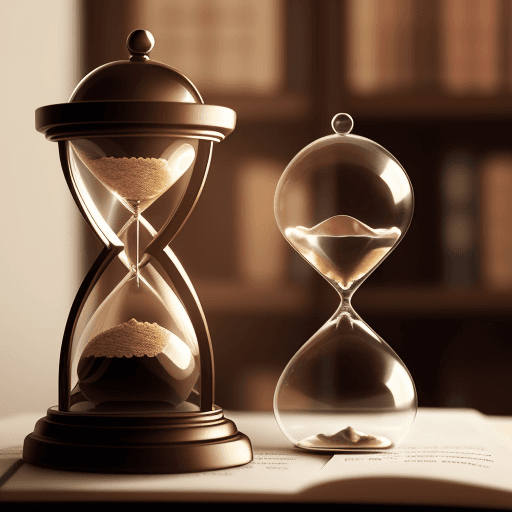 AI generated: An hourglass next to a quickly written academic paper symbolizing time-saving strategies.
