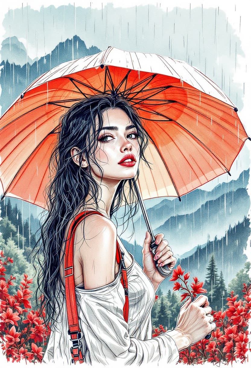 AI generated: Sketch, Beautiful Colored Pencil Line Art, Beautiful Curves, Brush Strokes Technique, Artistic, Beau...
