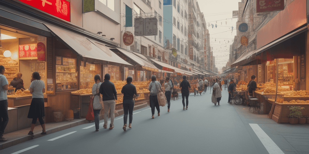 AI generated: busy street with food