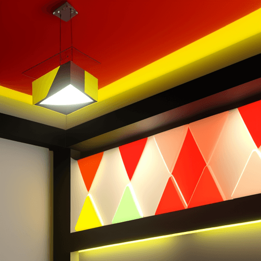 AI generated: patrones geometricos led, , colores rojo, amarillo y blanco, de alta captacion visual. .