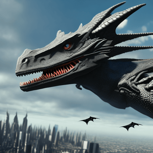 AI generated: fantastic photograph of one black dragon (a dragon is a giant winged lizard with kind of dinosaur he...