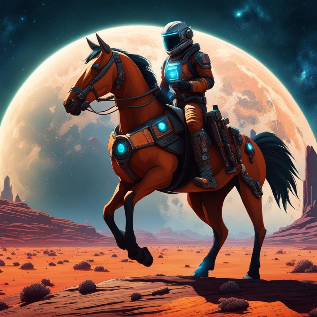 AI generated: space cowboy, futuristic, detailed space, sci-fi, cyberpunk, detailed textures, epic atmosphere, ult...
