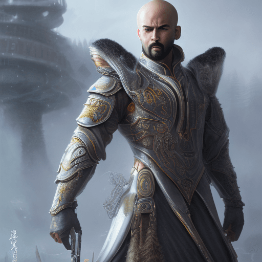 AI generated: (masterpiece, best quality, detailed)), outdoor arena, wind_lift, asian Wu Jing as cyberpunk soldier...