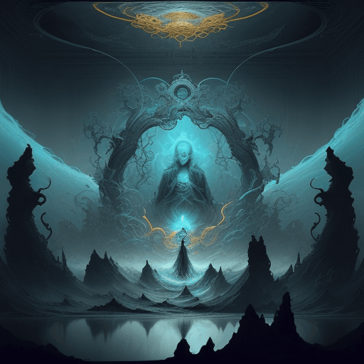 AI generated: A smoke ghost coming out of a lying dead, space of existence and absence, god of peace:: gods of wav...