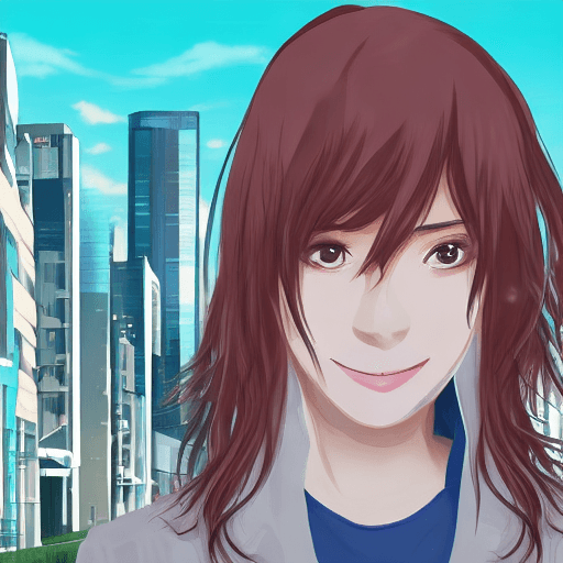 AI generated: perfect anime illustration, extreme closeup portrait of a pretty woman walking through the city