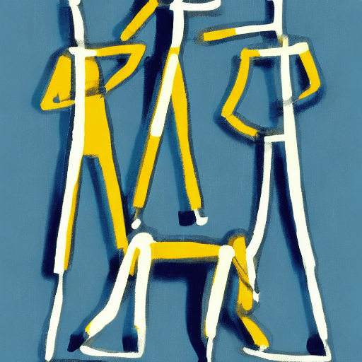 AI generated: illustration, men, three, yellow, outlines --ar 9:16
