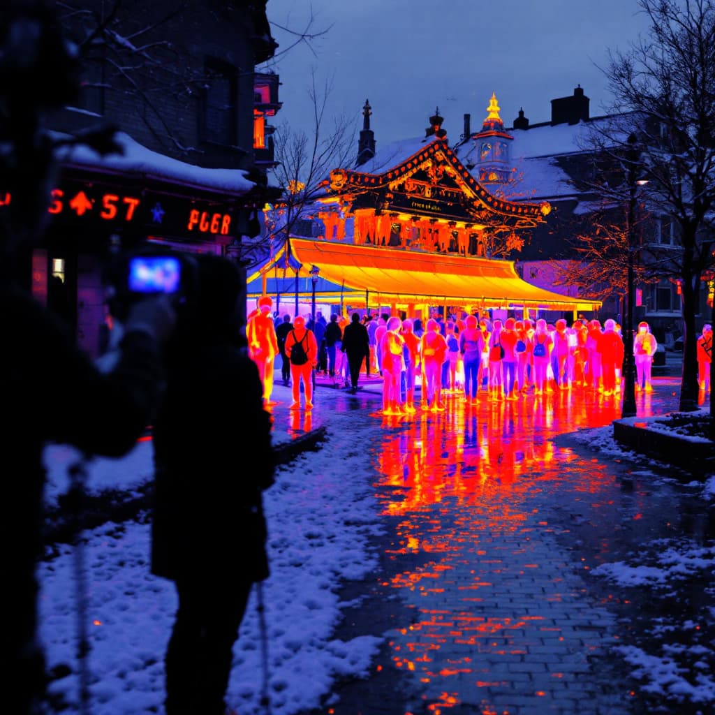 AI generated: people seen through a thermal camera

