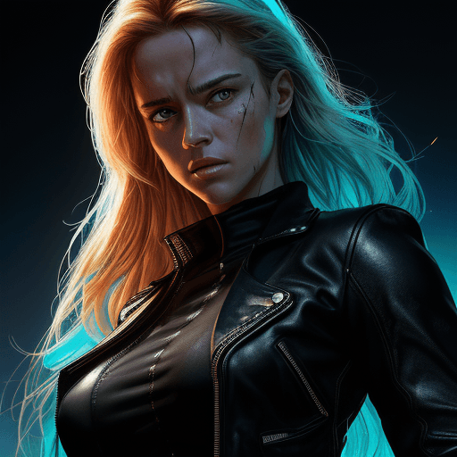 AI generated: the picture is about an terminator with different clothing, in the style of dark aquamarine and ligh...