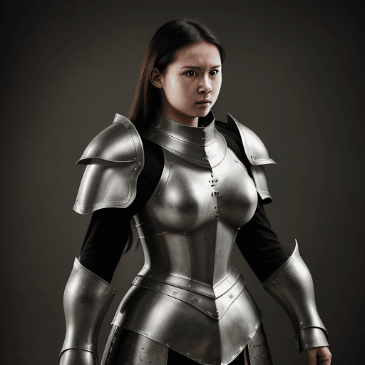 AI generated: Ultra high resolution photography of a medieval, female, human, Dragon Warrior, Armoured