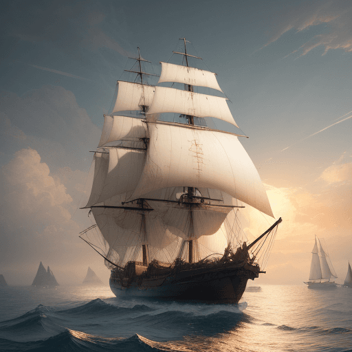 AI generated: Photo of a ultra realistic sailing ship, dramatic light, pale sunrise, cinematic lighting, battered,...