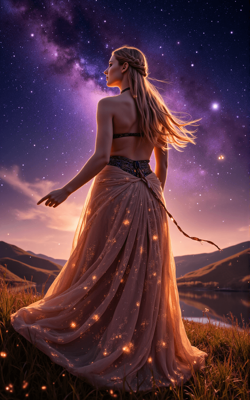 AI generated: In a dreamlike landscape, a graceful figure stands as the embodiment of both elegance and strength. ...