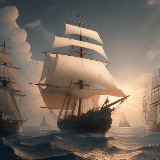 AI generated: Photo of a ultra realistic sailing ship, dramatic light, pale sunrise, cinematic lighting, battered,...