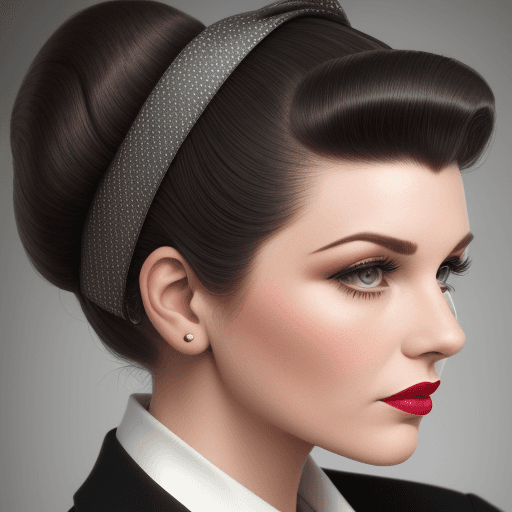 AI generated: high quality picture of a woman head and she has 50s hairstyle and fashion clothes on her, her head ...