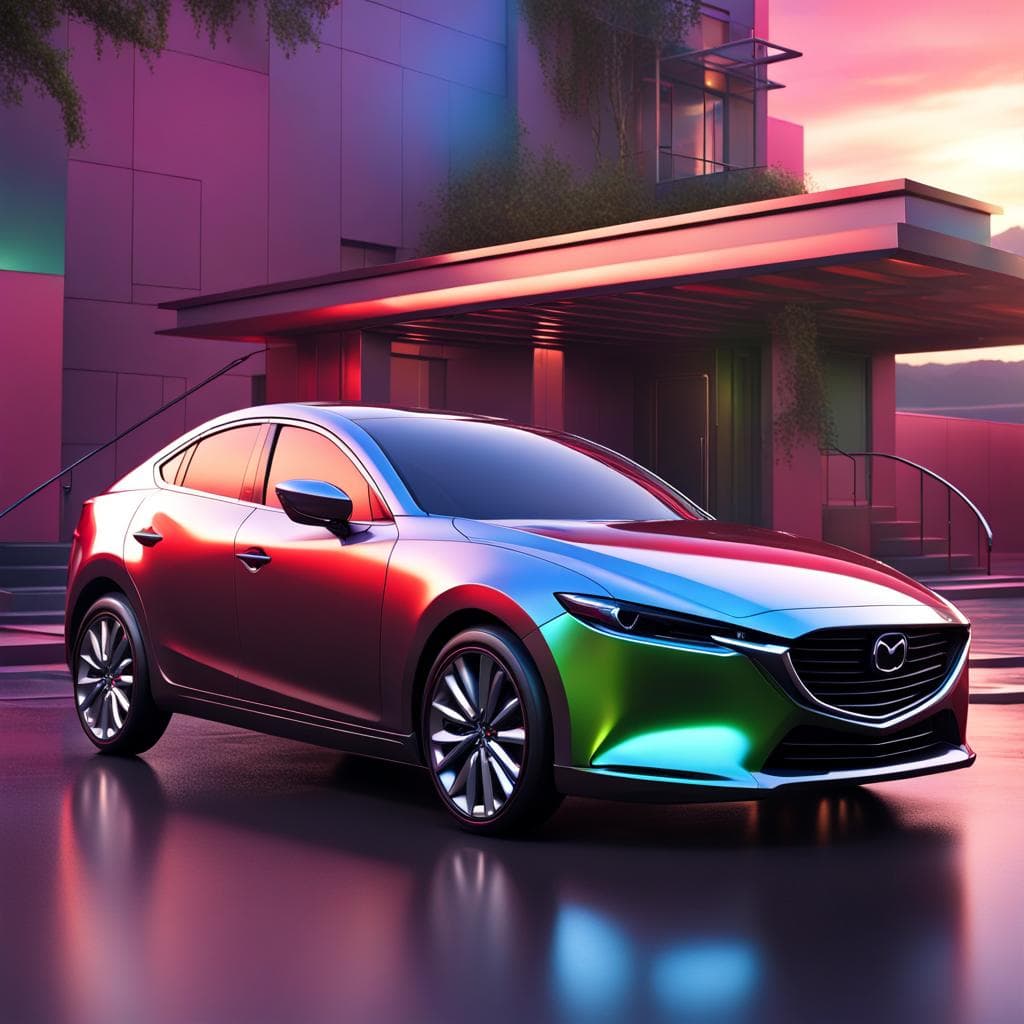 AI generated: a Mazda sedan undergoes a gradual and stable transformation, highly detailed, photorealistic, 8k ult...