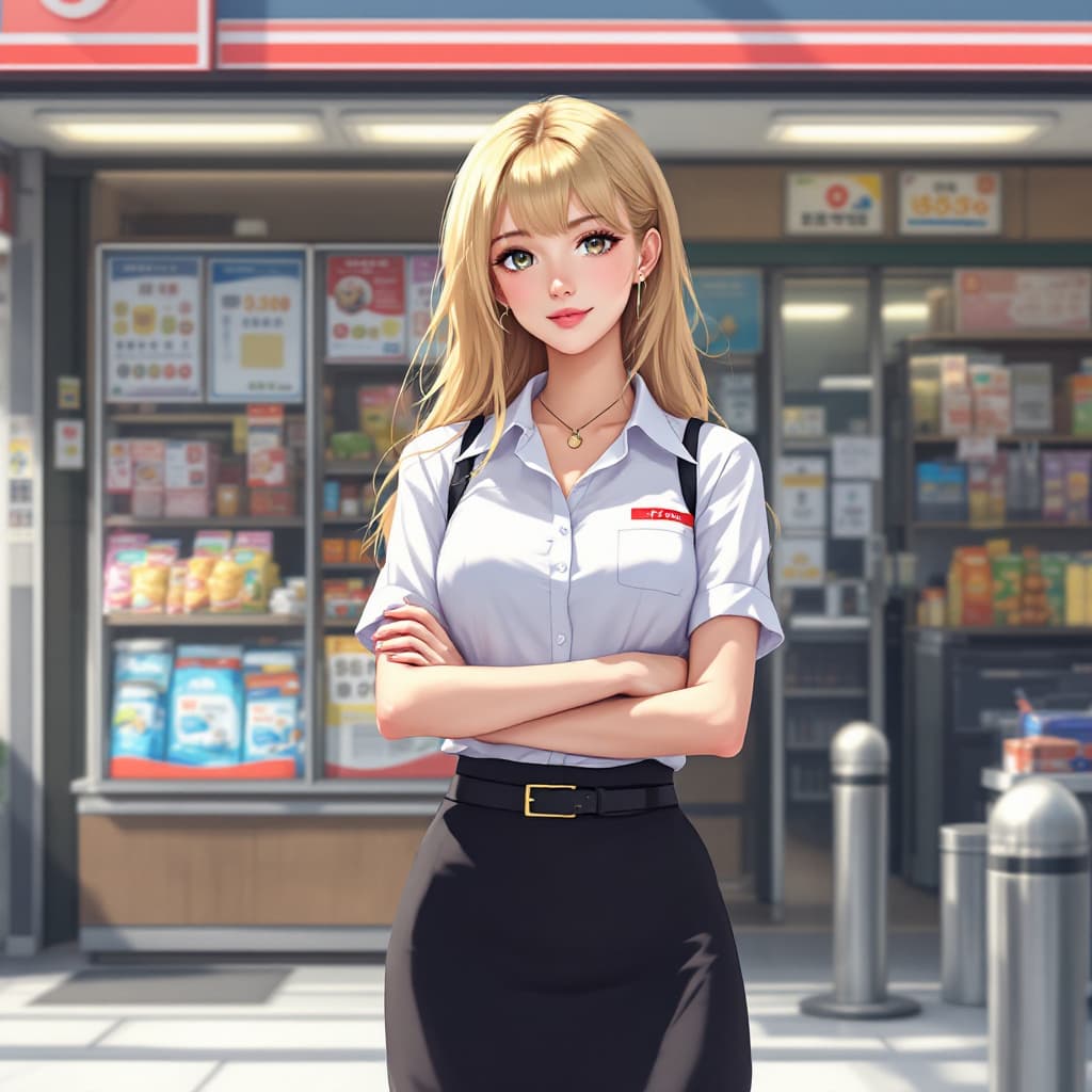 AI generated:  beautiful girl, masterpiece, best quality, upper body, woman, pureerosface_v1, blonde hair, office ...