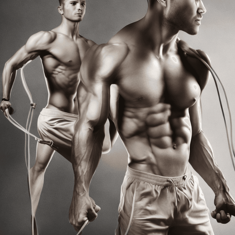 AI generated: A toned and muscular athlete is captured mid-workout, intensely focused as they execute a series of ...