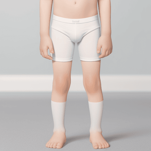 AI generated: Photo of a ultra realistic standing young boy Wearing white underwear full body 