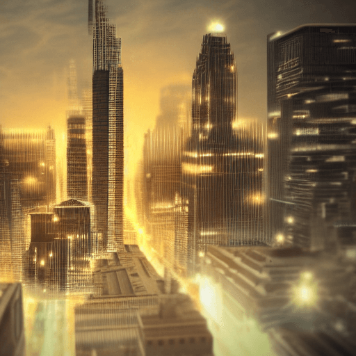 AI generated: hands manipulate a city, like a God molding, with a wallpaper style