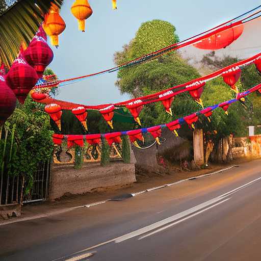 AI generated: landscapes of Southwest Vietnam during the Lunar New Year. The golden rays of the setting sun cast a...
