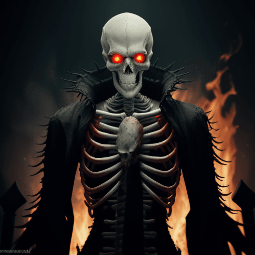 AI generated: High quality 3D portrait rendering of a Ghoul guarding the gates of Hell. Burning hellish skull, spa...