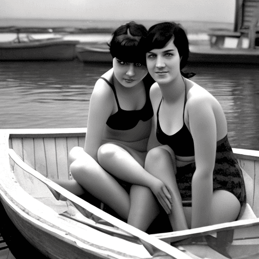 AI generated: 2 girls in a boat undressed big breats black hair 20 years old
