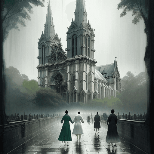 AI generated: Draw an impressive style picture of Ho Chi Minh City, Notre Dame Cathedral, in the morning space, gr...