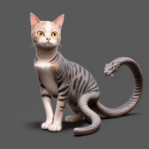 AI generated: a cat upper body with a snake lower body