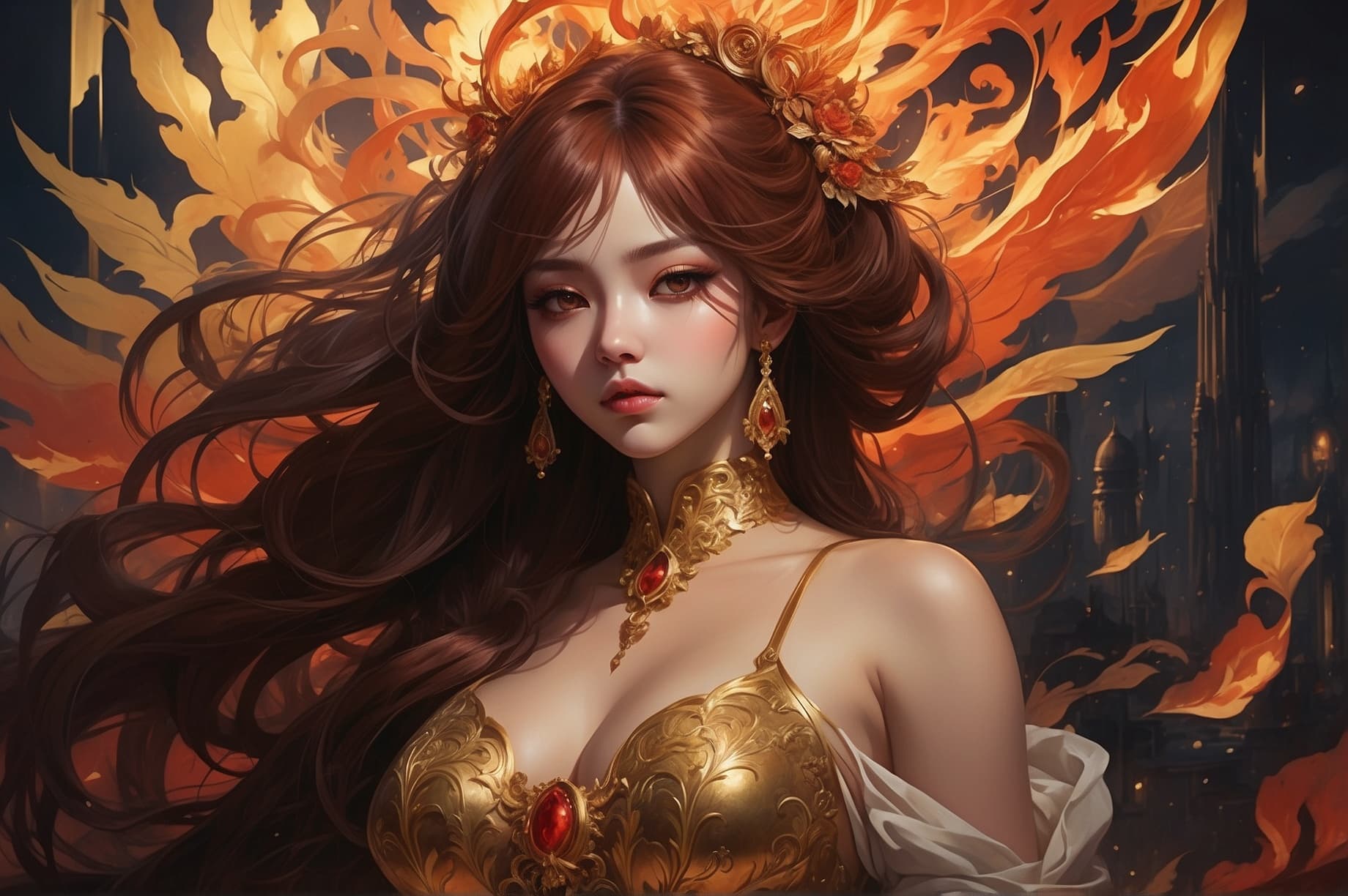 AI generated: A mesmerizing watercolor impressionist masterpiece featuring a fiery red color palette that envelops...