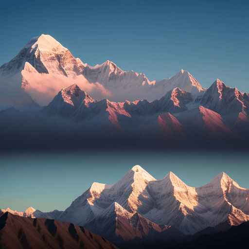 AI generated: Hyper realistic eye level exterior photo of Kanchenjunga